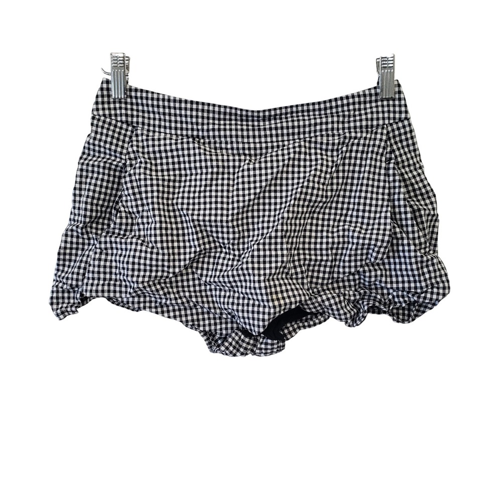 Aqua Gingham Bubble Shorts Womens Small Black White High Waist Retro Coquette - Picture 1 of 6